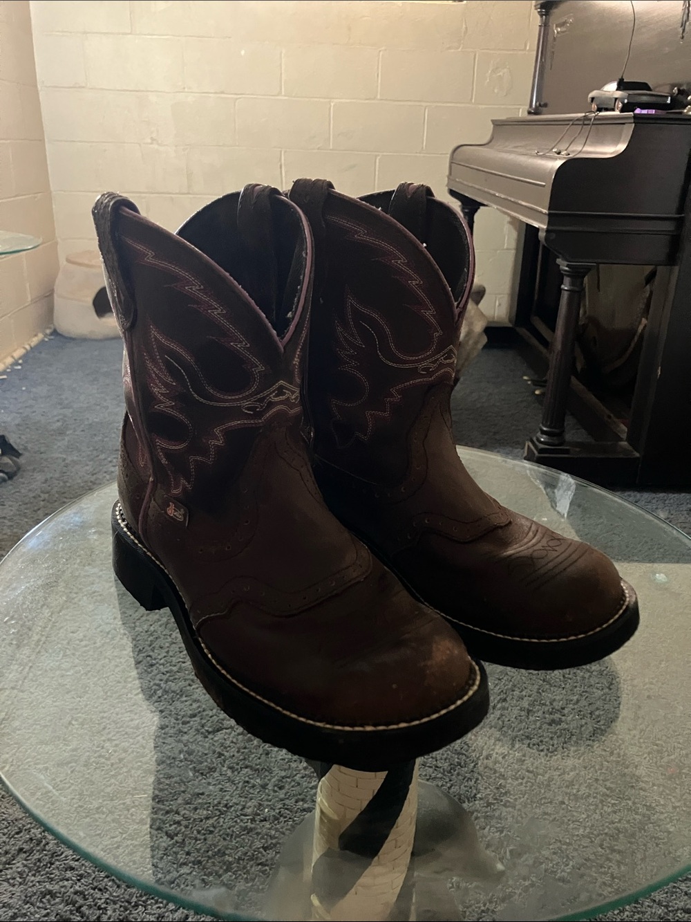 Classic Dark Brown Leather Western Boots - Stylish Women's Winter/Rain Boot